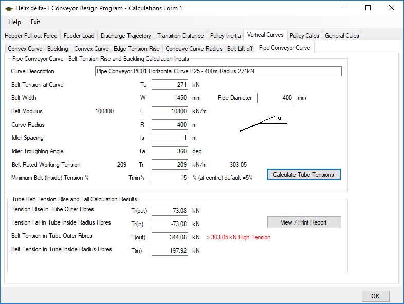 Pipe Conveyor Curve Calculation Form